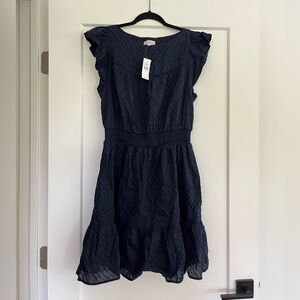 LOFT Outlet Navy Textured Eyelet Dress | Size Medium | NWT